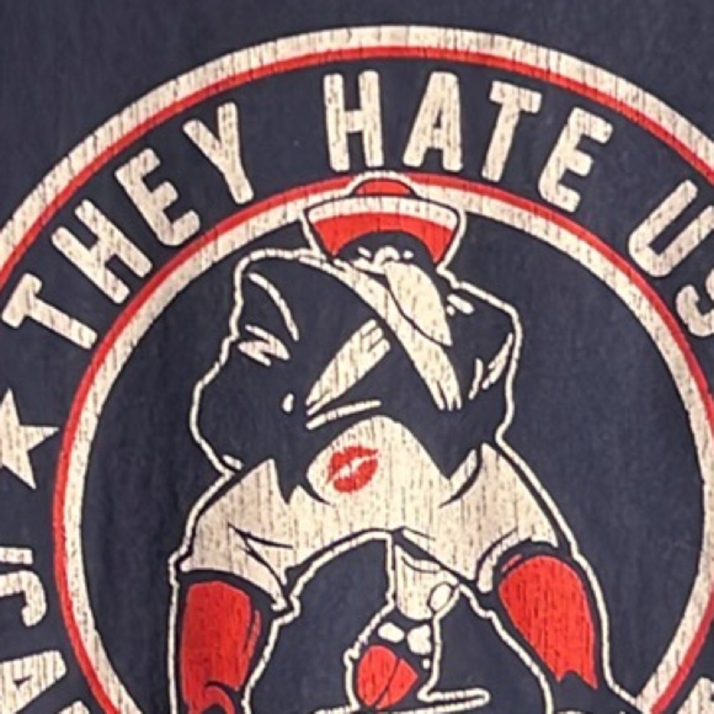 🏈 “THEY HATE US…AINT US” NAVY BLUE COTTON NEW ENGLAND PATRIOTS T-SHIRT Men’s XL - Picture 5 of 5